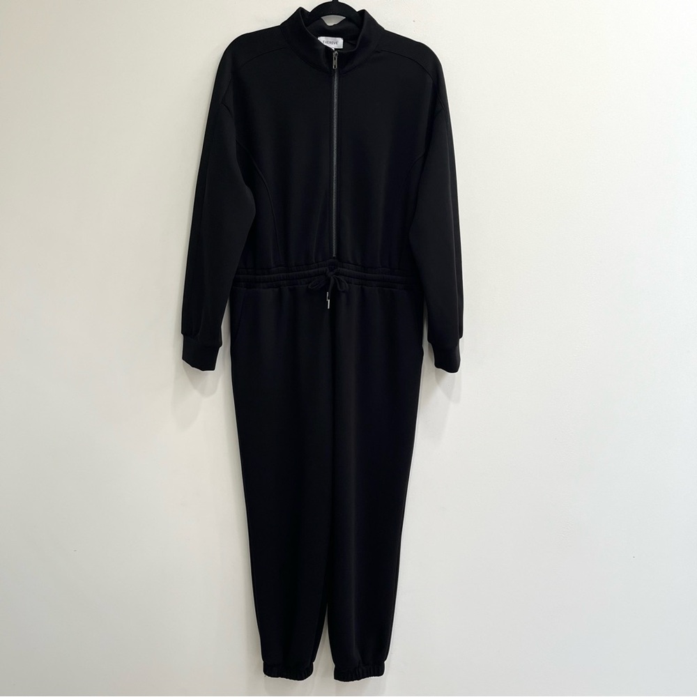 Evereve Kaia Utility Jumpsuit Zip Front Soft Jersey Stretch Comfy Size Large